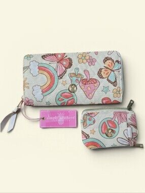 Simply Southern Peace Mellow Mushroom Quilted Wallet Coin Purse Set NWT